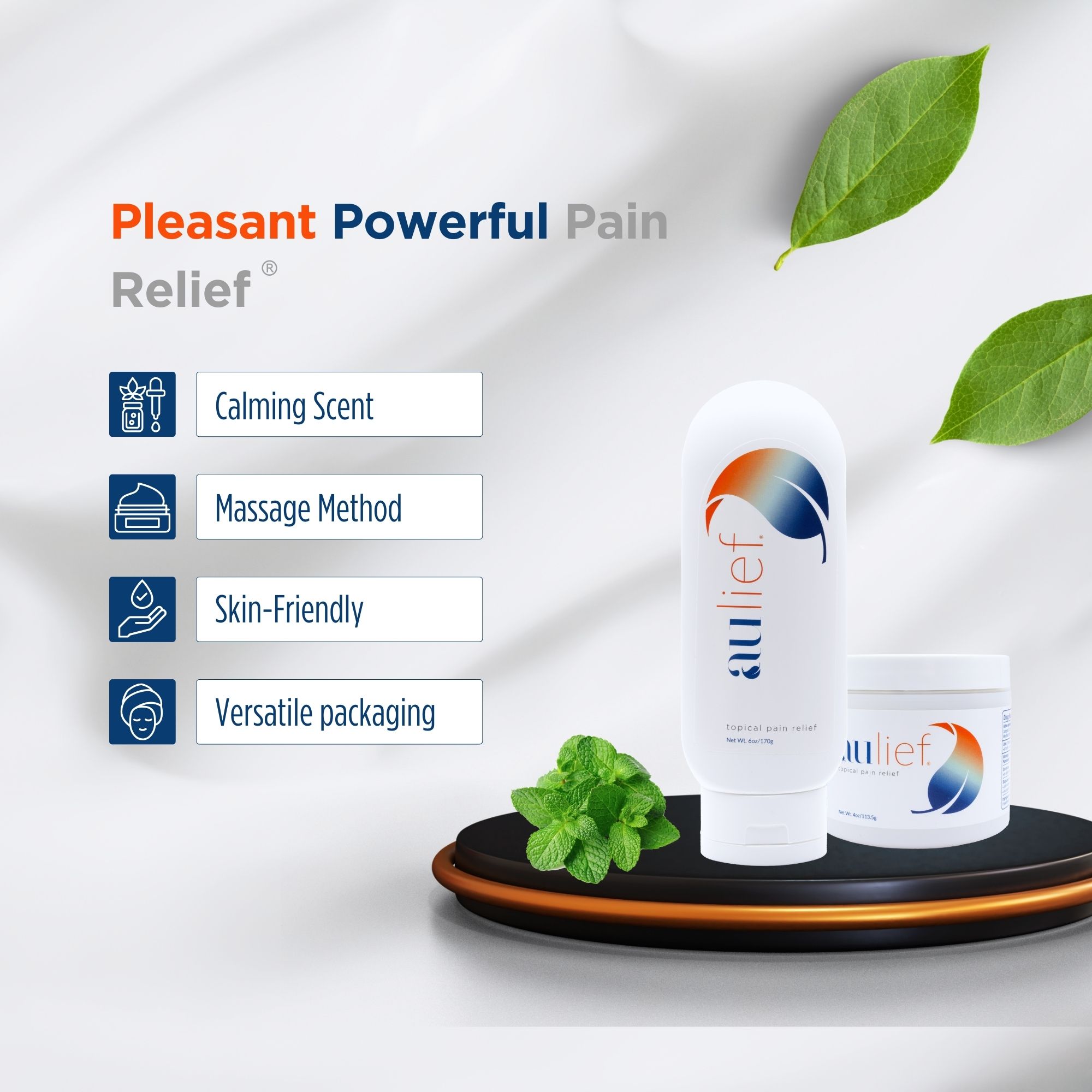 AuLief Topical Pain Reliever - 2oz tube (Pack of 2)