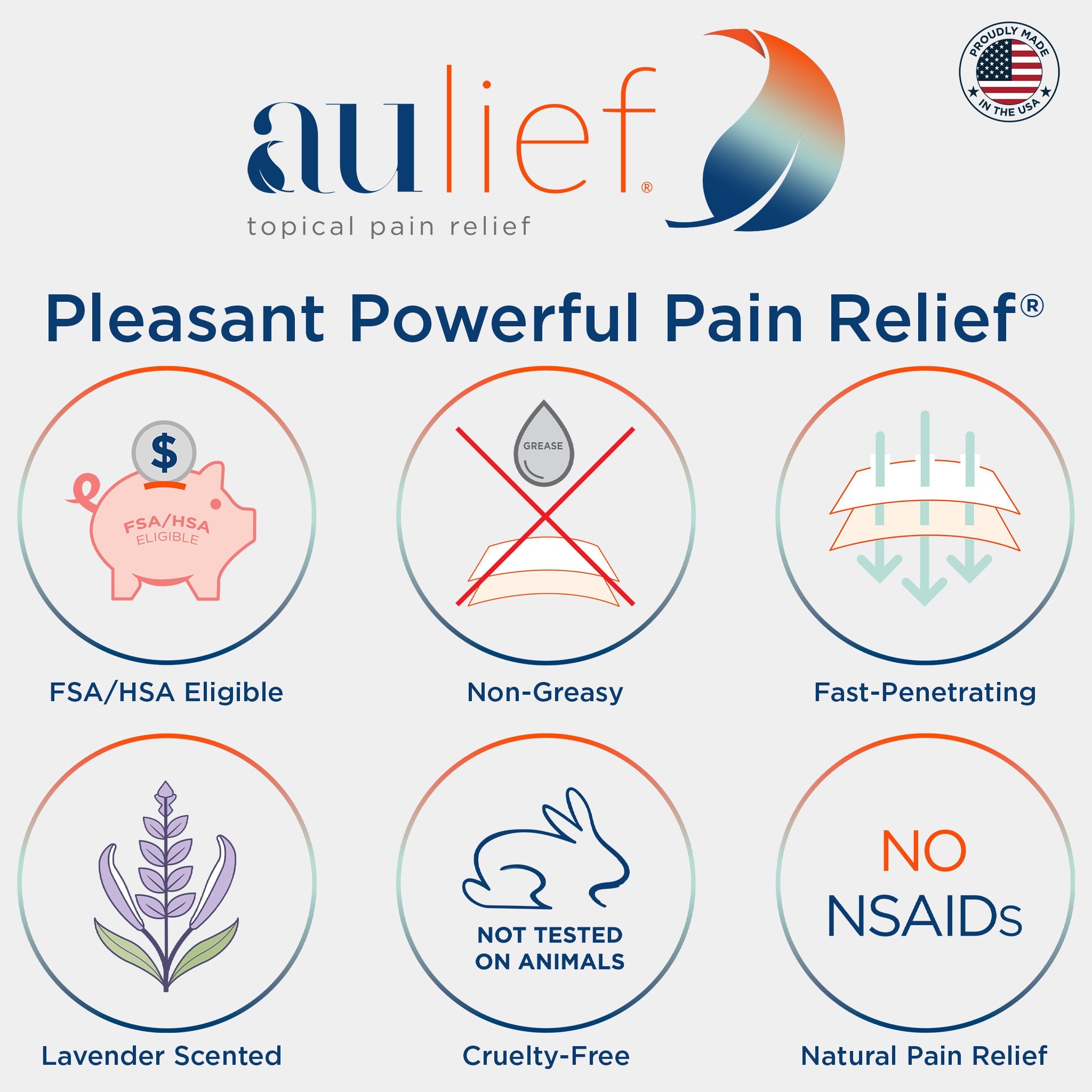 AuLief Topical Pain Reliever - 2oz tube (Pack of 2)